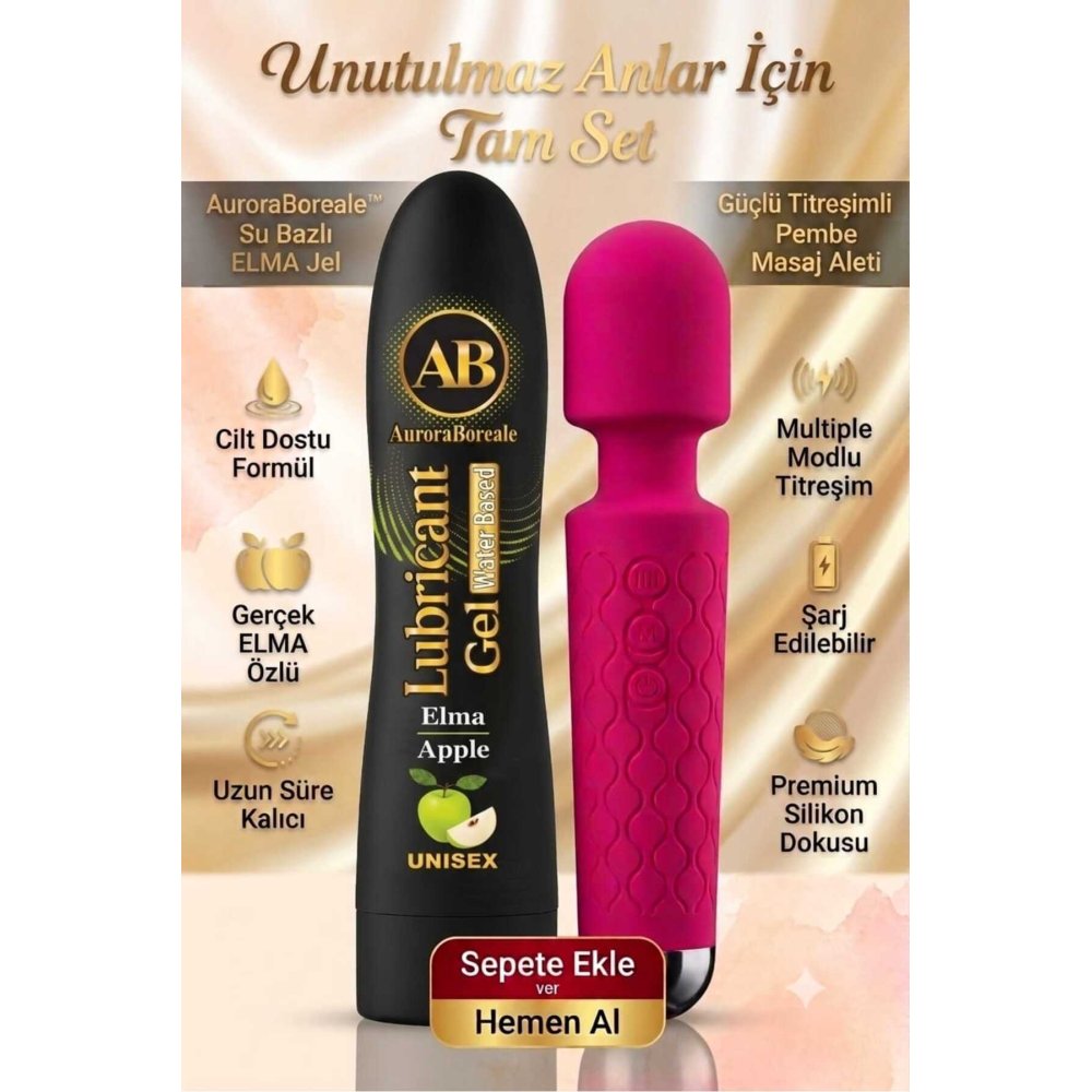 Premium Yeşil Elma Aromalı 125 ML Kayganlaştırıcı Jel Masaj Aleti Aksesuar Avantajlı Sepet