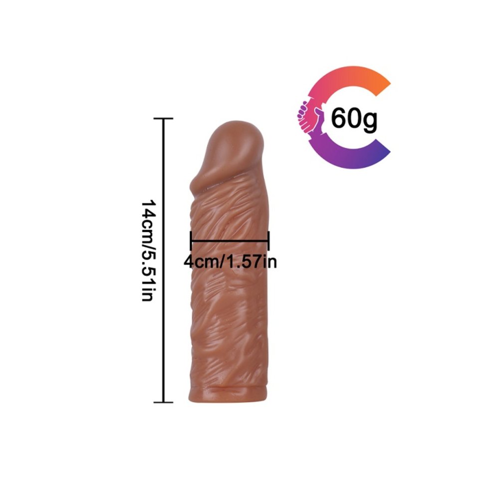 Realistik 14 Cm Penis Kılıf Oyuncak Dildo Kılıfı Premium Karamelli Kayganlaştırıcı Jel 2 li Set — görsel 2