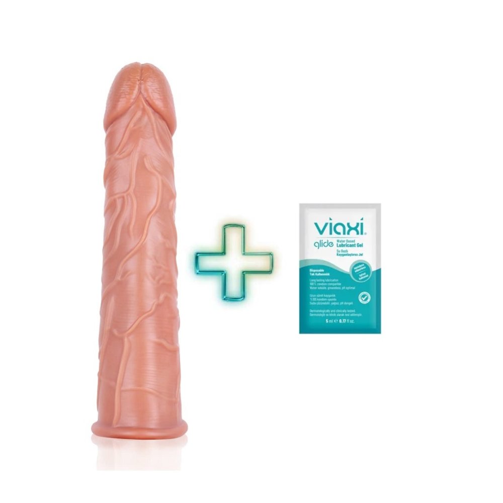 Realistik 18 cm Boyunda Damarlı Kaliteli Esnek Silikon penis kılıfı