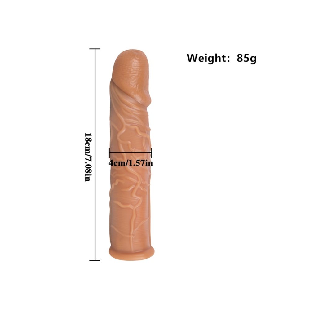 Realistik 18 cm Boyunda Damarlı Kaliteli Esnek Silikon penis kılıfı — görsel 2