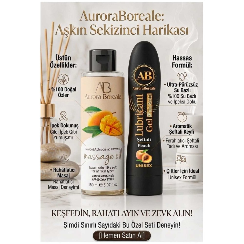 Şeftali Aromalı Kayganlaştırıcı Jel Beyaz Çiçekler Kokulu Masaj Jeli Premium 2 li Avantaj Seti