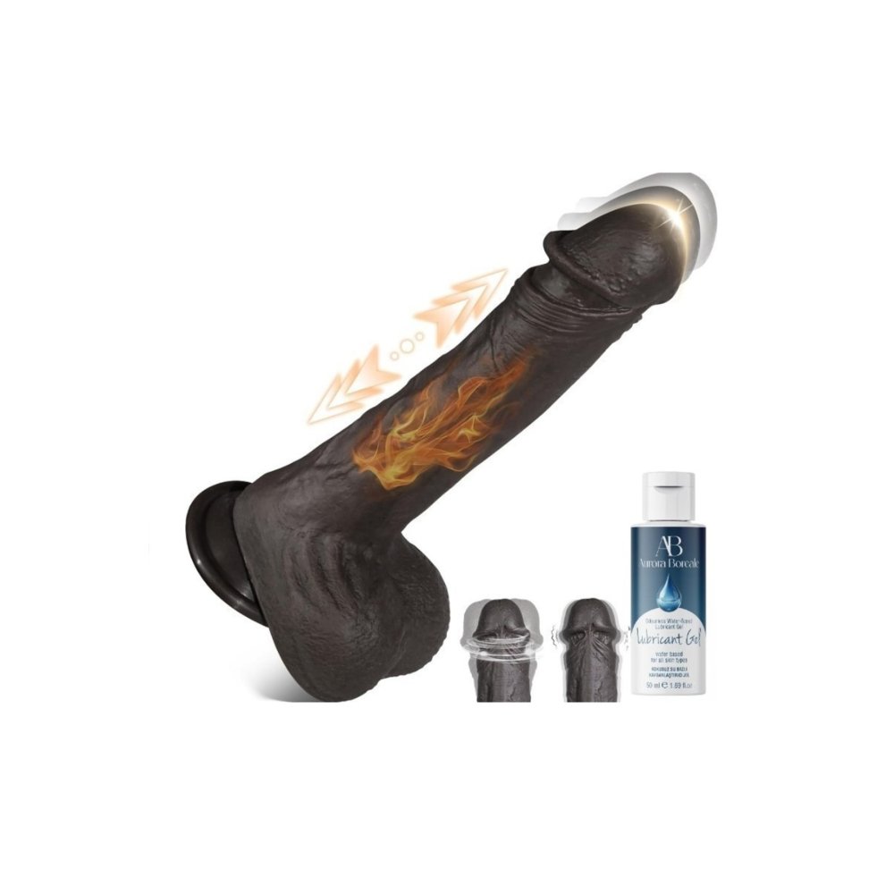 Siyah USB Şarjlı Su Geçirmez 9 Titreşim Modlu Git-Gel Yapan Penis Dildo Vibratör Kayganlaştırıcı Hediyeli