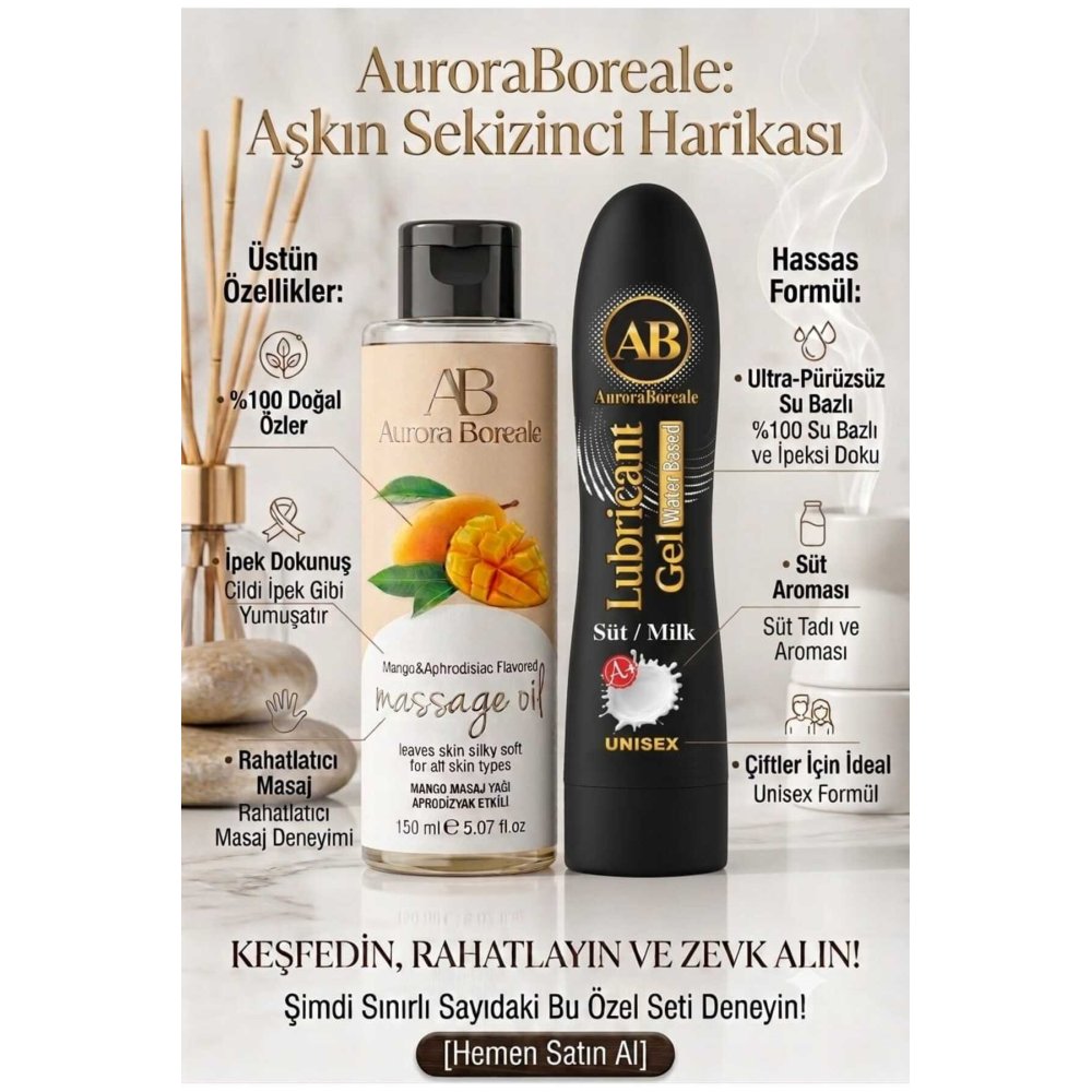 Süt Aromalı Kayganlaştırıcı Jel Beyaz Çiçekler Kokulu Masaj Jeli Premium 2 li Avantaj Seti