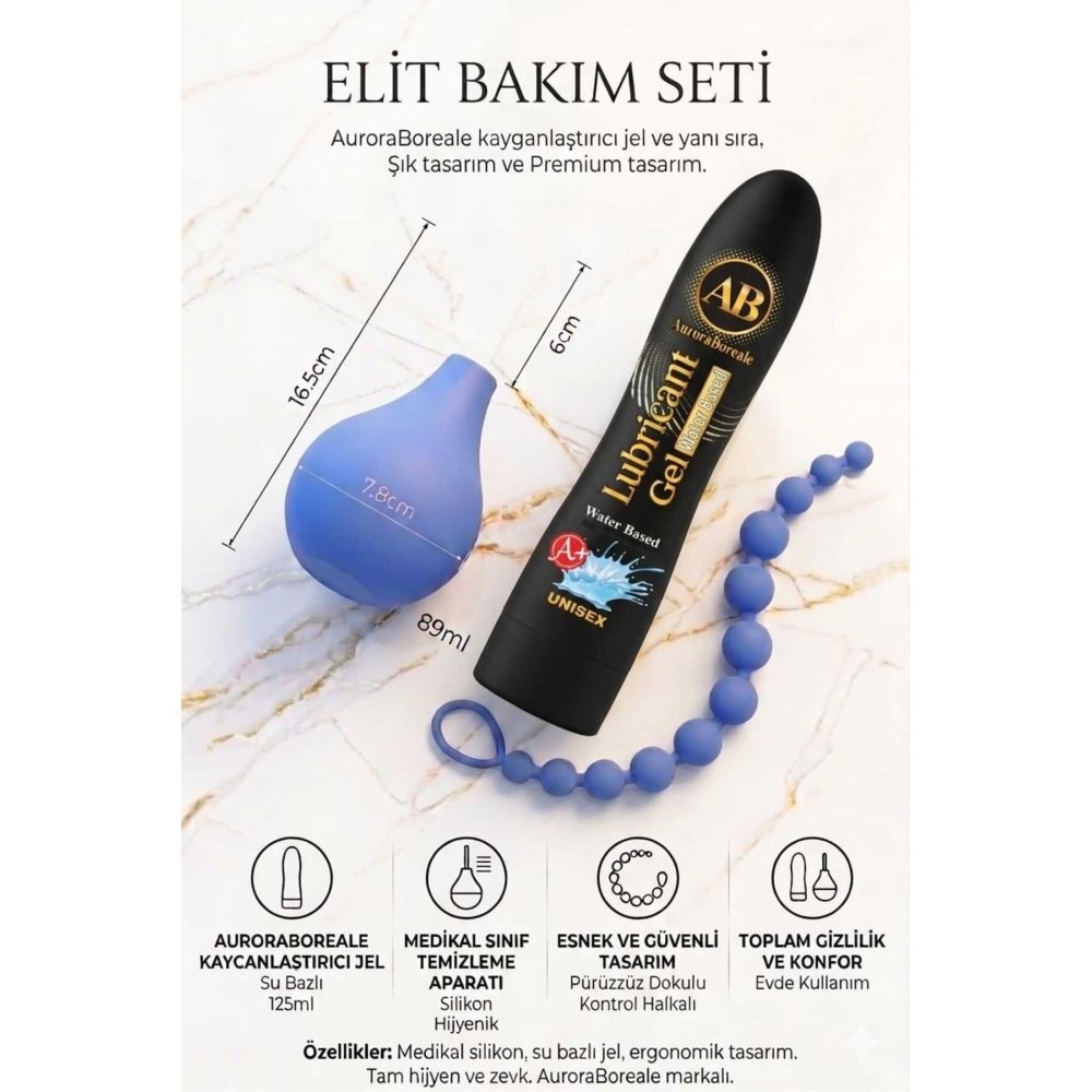 Temizleme Pompası Boğumlu Anal Oyuncak A+ Plus Sade Kayganlaştırıcı Anal Bakım Seti