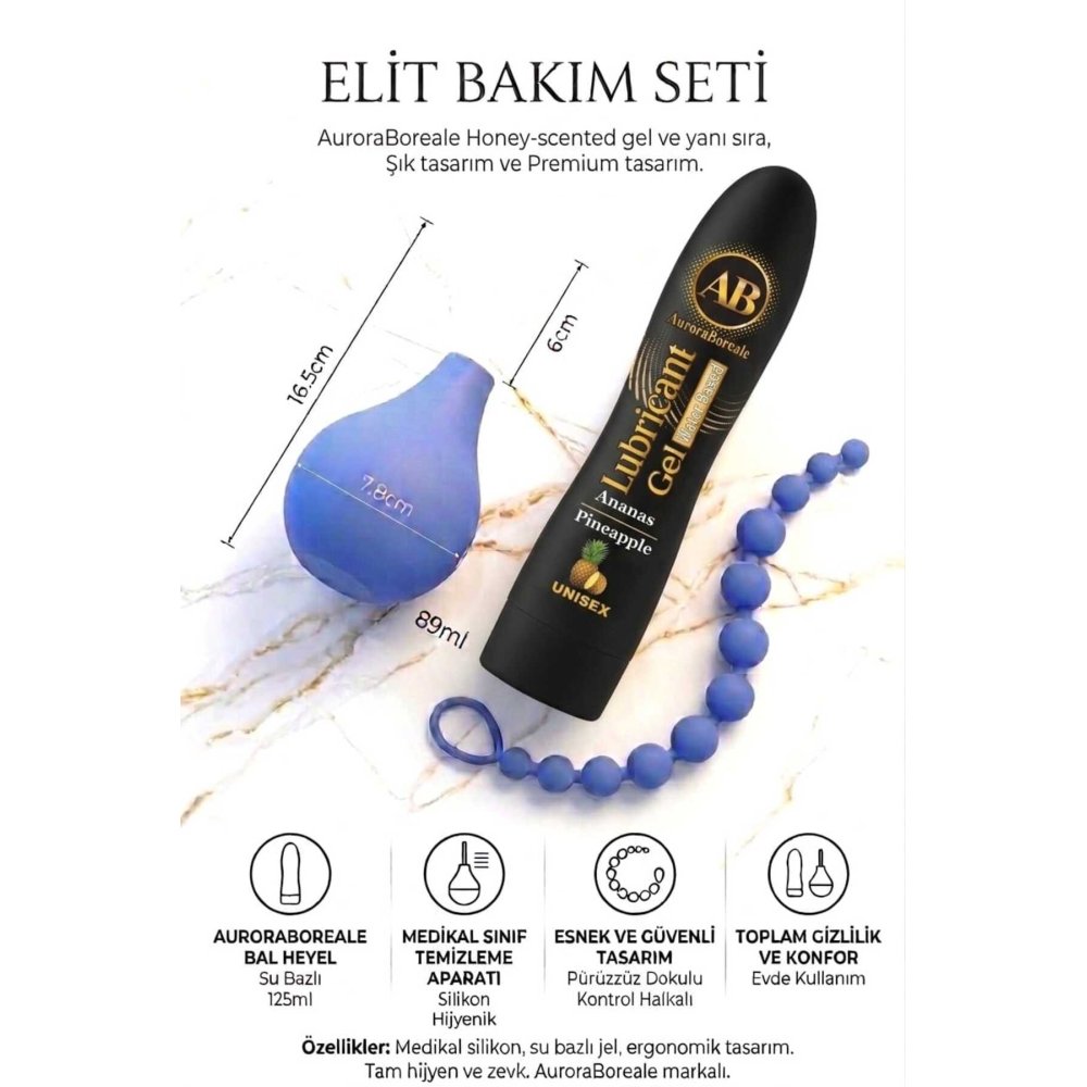 Temizleme Pompası Boğumlu Anal Oyuncak Ananaslı Kayganlaştırıcı Anal Bakım Seti