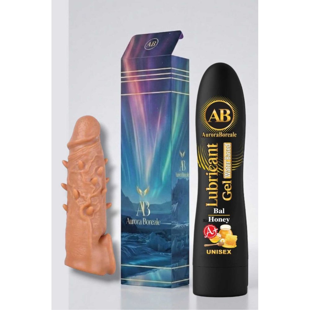 Tırtıklı 16 Cm Penis Kılıf Oyuncak Dildo Kılıfı Premium Ballı Kayganlaştırıcı Jel 2 li Set