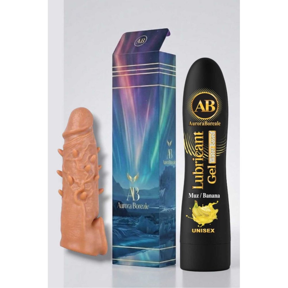 Tırtıklı 16 Cm Penis Kılıf Oyuncak Dildo Kılıfı Premium Muzlu Kayganlaştırıcı Jel 2 li Set