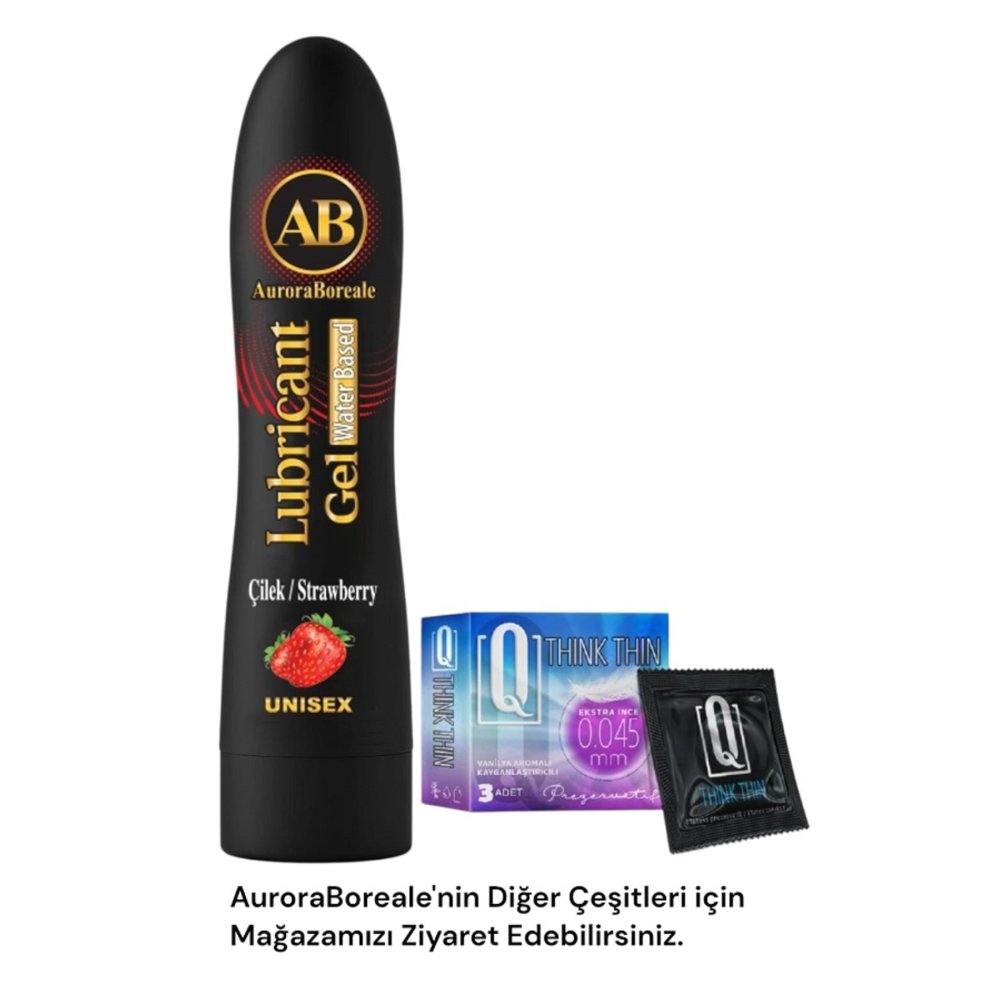 Tırtıklı 3 lü Prezervatif Condom Büyük Boy Çilek Aromalı Kayganlaştırıcı Jel Seti