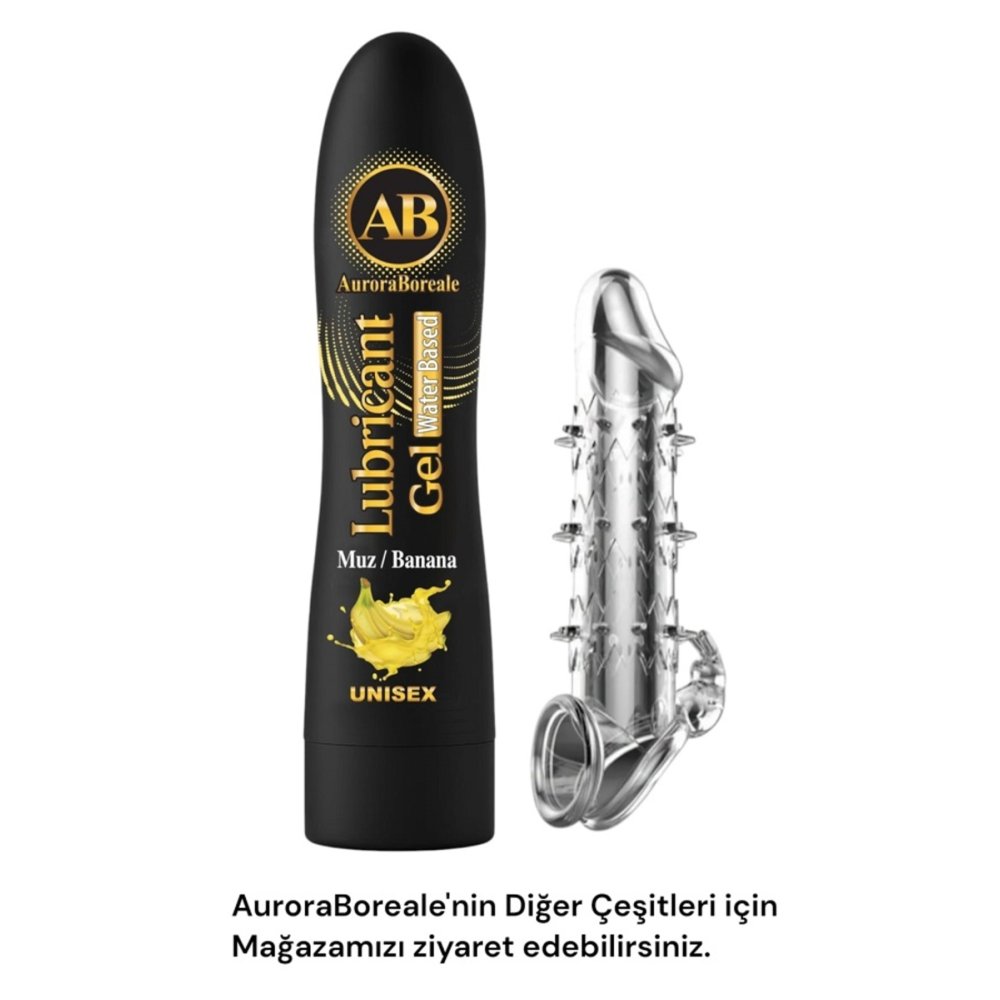 Tırtıklı Şeffaf Penis Kılıfı Büyük Boy Muz Aromalı Kayganlaştırıcı Jel Seti