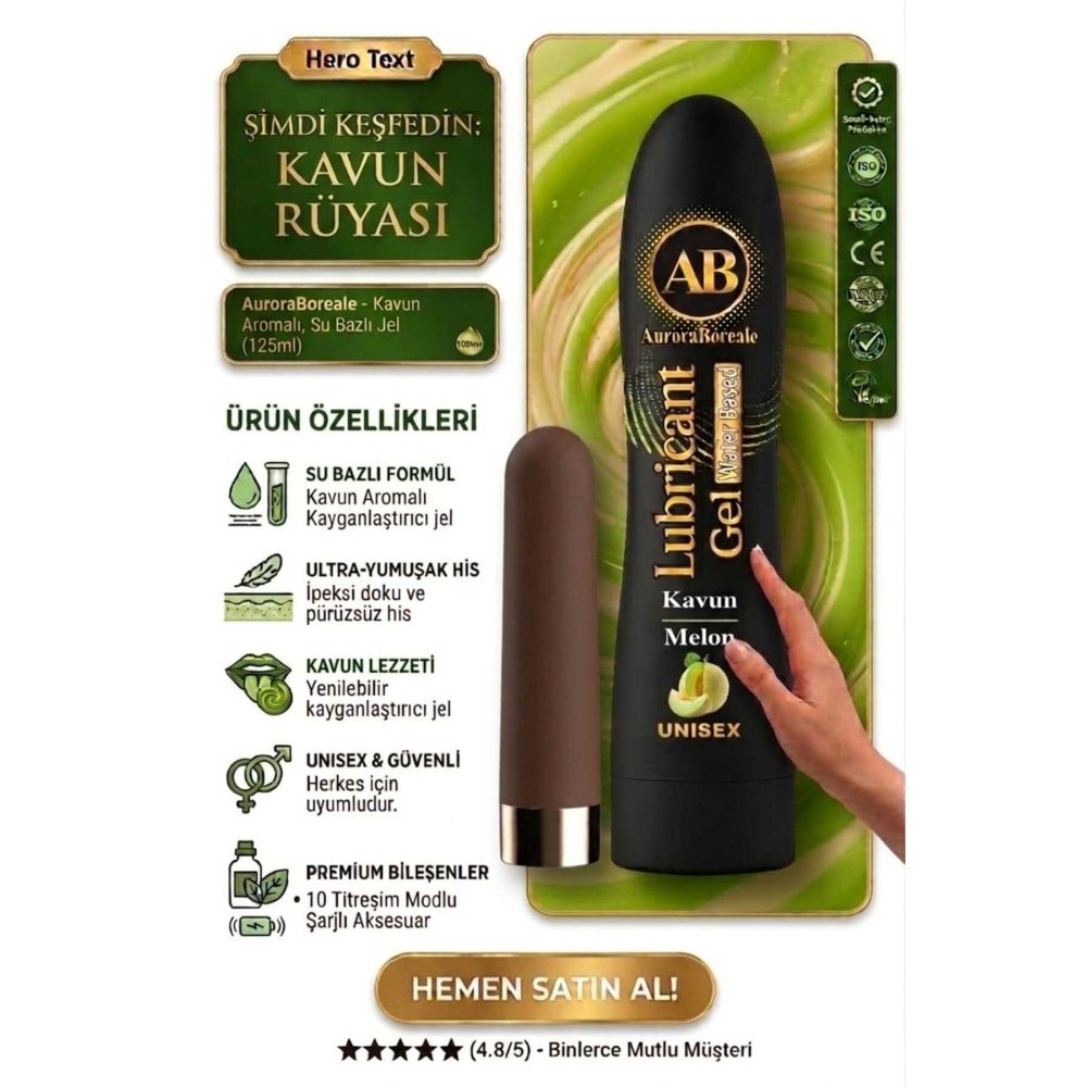 USB Şarjlı 10 Modlu Vibratör Dildo Premium Kavunlu Kayganlaştırıcı Jel Set