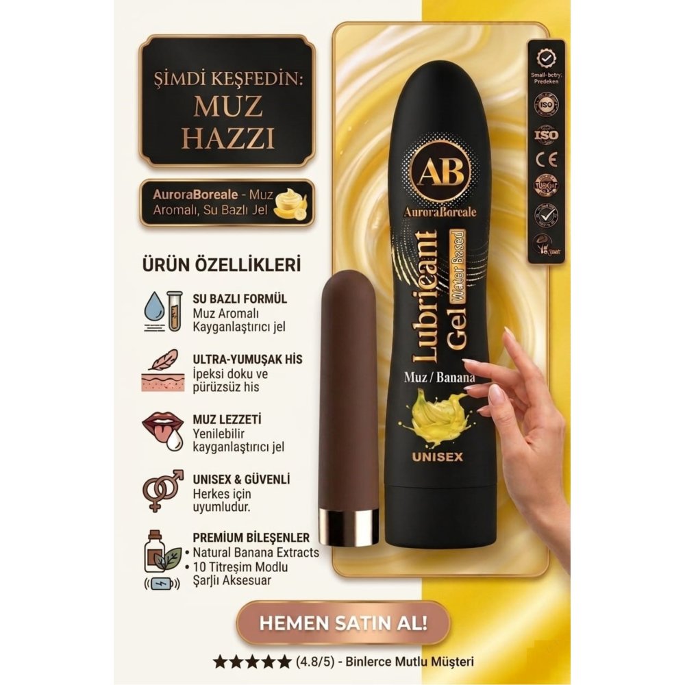 USB Şarjlı 10 Modlu Vibratör Dildo Premium Muzlu Kayganlaştırıcı Jel Set