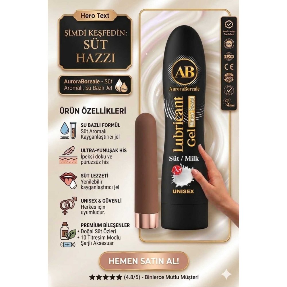 USB Şarjlı 10 Modlu Vibratör Dildo Premium Süt Aromalı Kayganlaştırıcı Jel Set