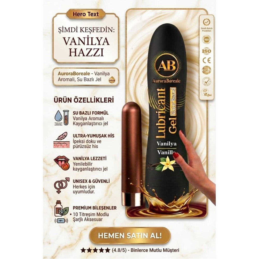 USB Şarjlı 10 Modlu Vibratör Dildo Premium Vanilyalı Kayganlaştırıcı Jel Set