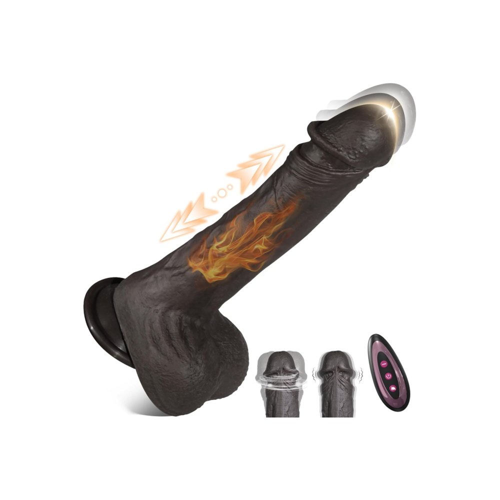 USB Şarjlı Su Geçirmez 9 Titreşim Modlu Isıtmalı Git-Gel Fonksiyonlu Dildo Vibratör Cinsel Oyuncak