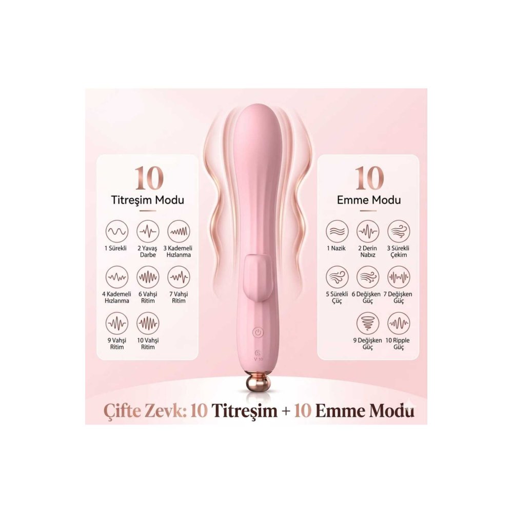 USB Şarjlı Su Geçirmez Klitoral Uyarıcı 10 Titreşim Modlu 10 Emme Modlu Dildo Vibratör — görsel 2