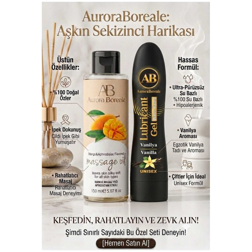 Vanilya Aromalı Kayganlaştırıcı Jel Beyaz Çiçekler Kokulu Masaj Jeli Premium 2 li Avantaj Seti
