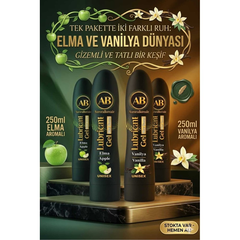 Vanilya ve Elma 2 si 1 Arada Kayganlaştırıcı Jel Lubricant Gel 500 ML 4 lü Avantaj Paketi