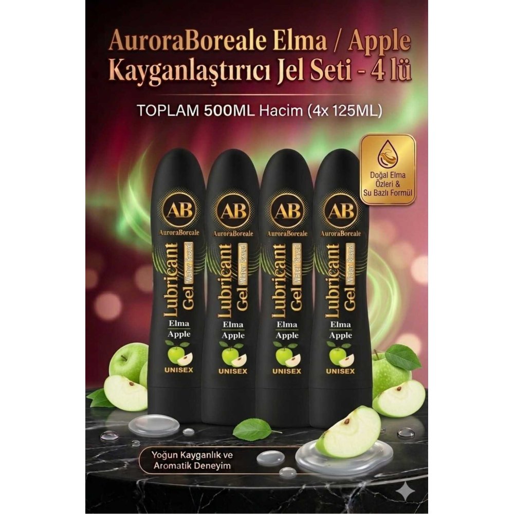 Yeşil Elma Aromalı Kayganlaştırıcı Jel Lubricant Gel 500 ML 4 lü Süper Fırsat Sepeti