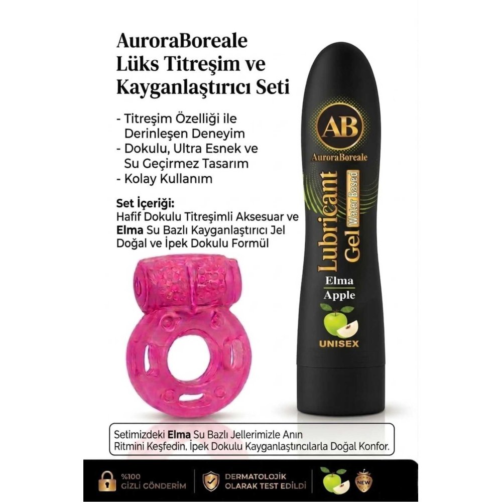 Yeşil Elma Aromalı Premium Kayganlaştırcı Jel Titreşimli Halka Hediyeli