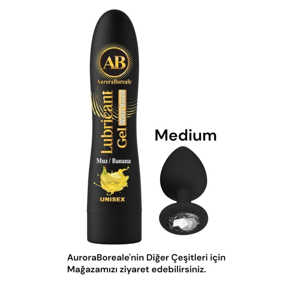 Yüksek kalite Beyaz Taşlı Anal Plug Büyük Boy Muzlu Kayganlaşatırıcı jel Seti