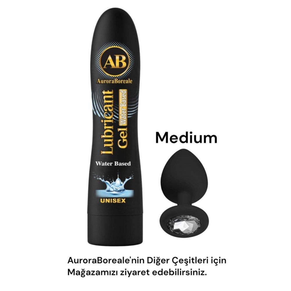 Yüksek kalite Beyaz Taşlı Anal Plug Büyük Boy Sade Su bazlı Kayganlaşatırıcı jel Seti