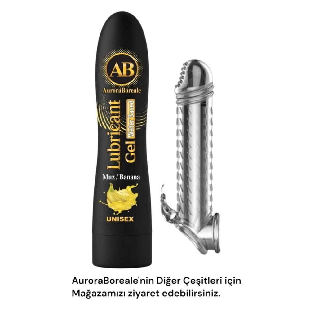 Yüksek Kalite Şeffaf Penis Kılıfı Büyük Boy Muz Aromalı Kayganlaştırıcı Jel Seti